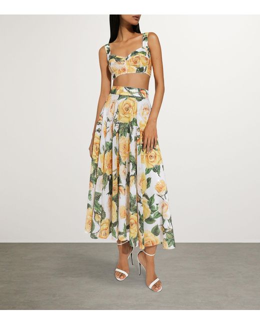 Dolce & Gabbana Metallic Sequinned Floral Midi Skirt