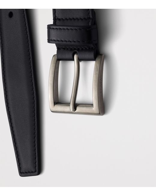 Prada Black Leather Square-Buckle Belt for men