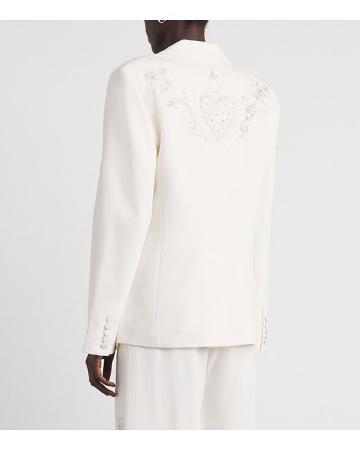 Cinq À Sept White Rococo Embroidered Karlie Blazer
