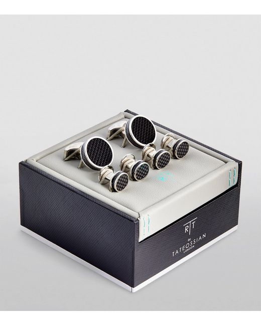 Tateossian Black Disc Cufflink Set for men