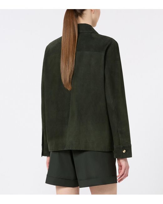 Max Mara Green Suede Shirt Jacket