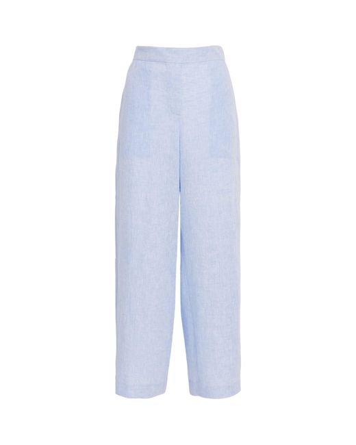 Lafayette 148 New York Blue Linen Wide-Leg Trousers