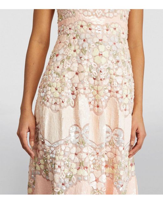 Needle & Thread Strapless Laelia Gown in Natural | Lyst UK