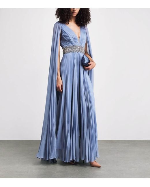 Jenny Packham Blue Silk Cape Fesco Gown