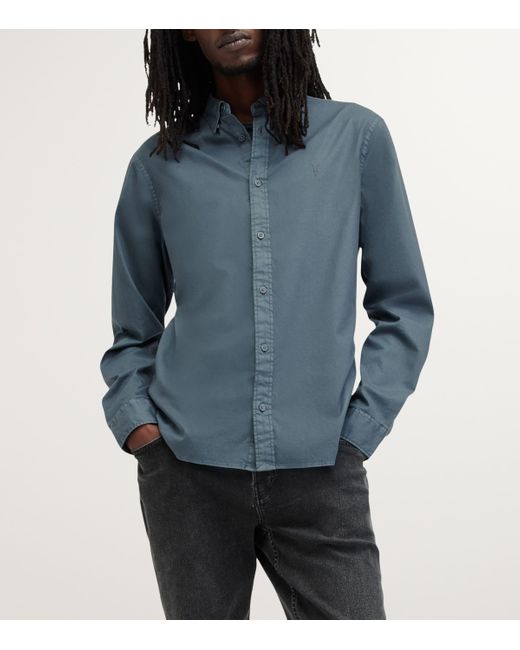 AllSaints Blue Organic Cotton Hawthorne Shirt for men