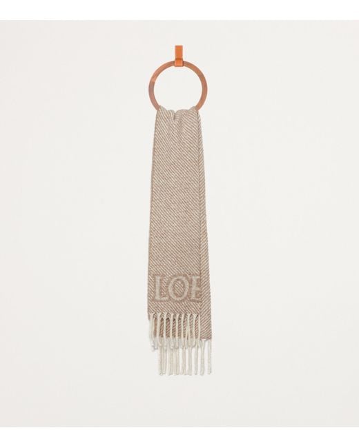 Loewe White Alpaca-Blend Logo Scarf