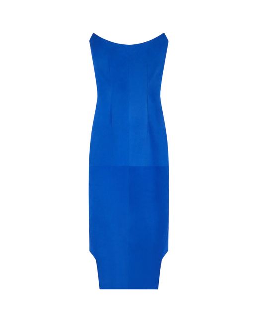 Givenchy Blue Suede Bustier Midi Dress