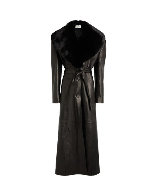 Magda Butrym Black Leather Longline Coat