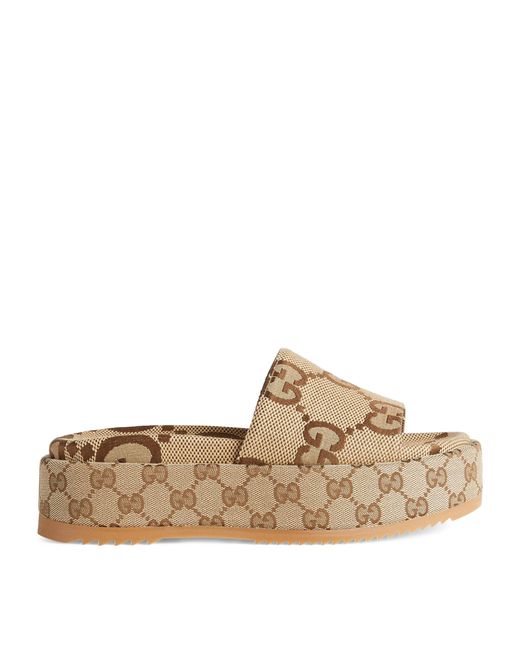Gucci women's natural original gg canvas slides clearance