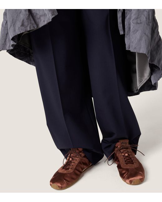 Miu Miu Blue Wool-Blend Tailored Trousers