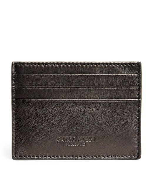 Giorgio Armani Black Lamb Leather Card Holder for men