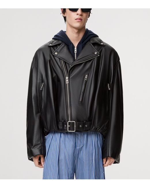 Loewe Balloon Leather Biker Jacket in Black for Men | Lyst