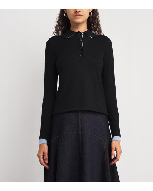 MAX&Co. Black Cotton-Cashmere Polo Sweater