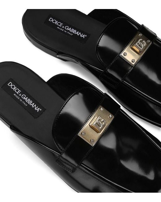 Dolce & Gabbana Black Leather Open-back Loafers for men