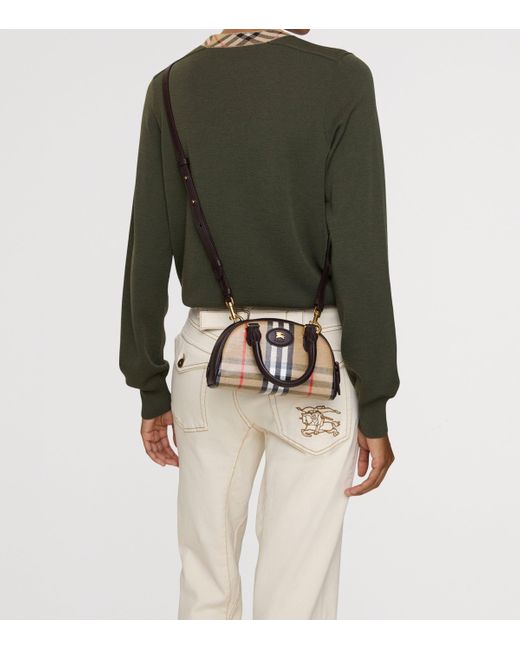 Burberry Brown Mini Canvas Highlands Bowling Bag