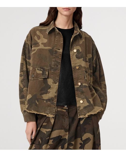 AllSaints Green Cotton Camouflage Hettie Shacket
