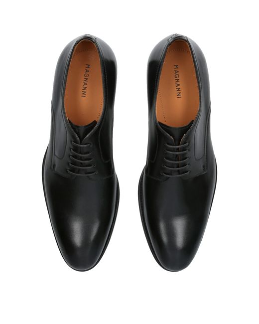 Magnanni Shoes Black Stitch Flex Derby Shoes for men
