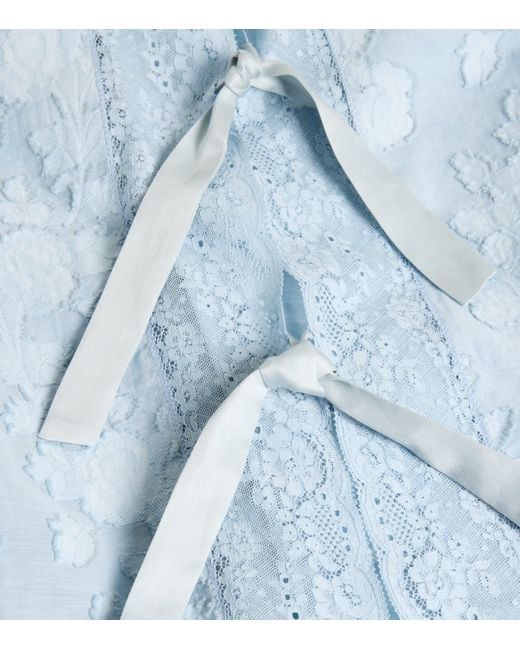 Loretta Caponi Blue Lace-Trim Clarissa Trousers