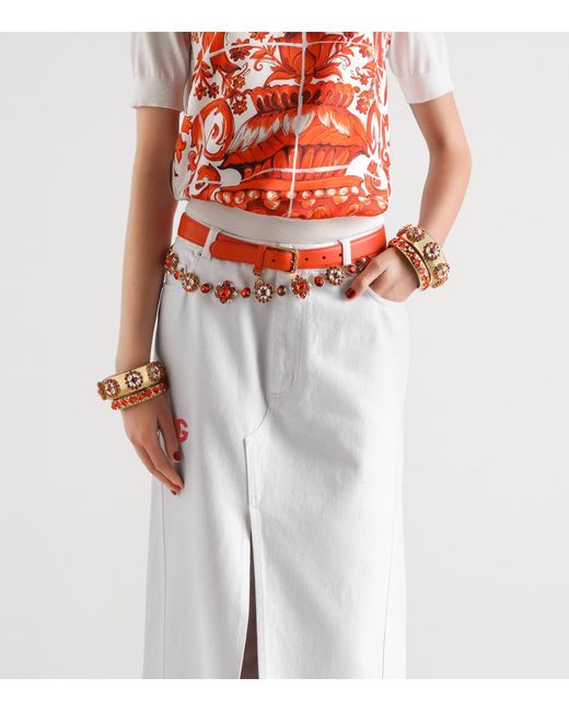 Dolce & Gabbana White Denim Maxi Skirt