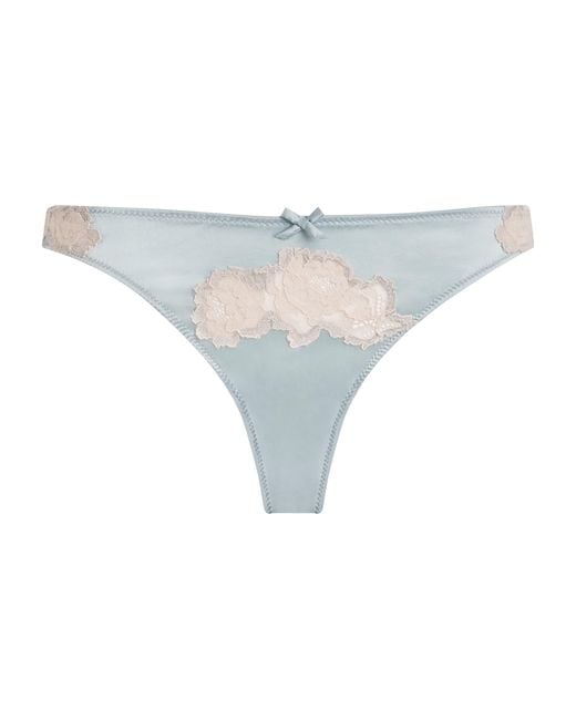 Fleur du Mal Gray Silk Lace-Detail Juliet Thong