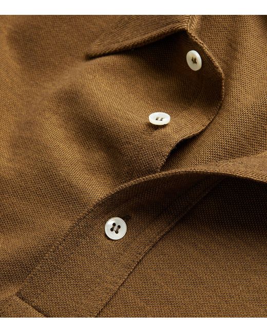 Maison Margiela Brown Wool Piqué Polo Shirt for men