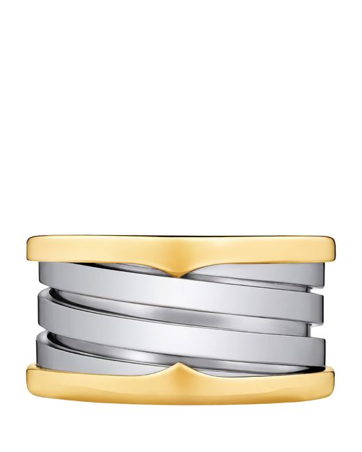 BVLGARI Gray And Stainless Steel B.Zero1 Four-Band Ring