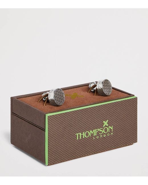 Tateossian Metallic Rhodium-Plated Brick Cufflinks for men