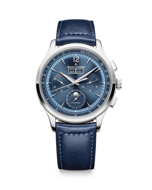 Jaeger-lecoultre Blue Stainless Steel Master Control Chronograph Calendar Watch for men