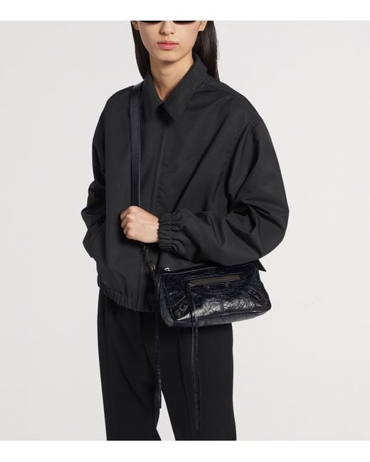 Balenciaga Black Mini Lambskin Le City Moto Shoulder Bag