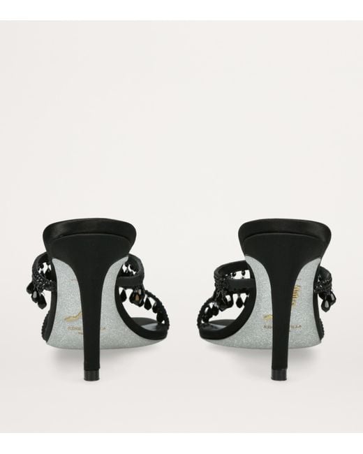 Rene Caovilla Black Embellished Chandelier Heeled Mules 80
