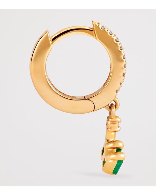 Suzanne Kalan Metallic Diamond And Emerald Classic Dangle Drop Huggie Earrings