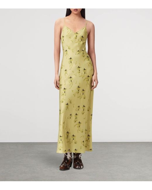 AllSaints Metallic Floral Print Bryony Maxi Dress