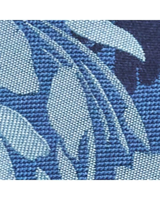 Isaia Blue Silk-Linen Jacquard Tie for men