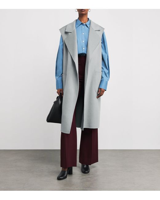 Wolk Morais Gray Cashmere Sleeveless On Set Wrap Coat
