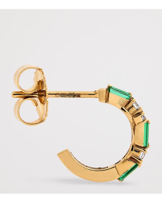 Suzanne Kalan Metallic Emerald And Diamond Thin Mix Hoop Earrings