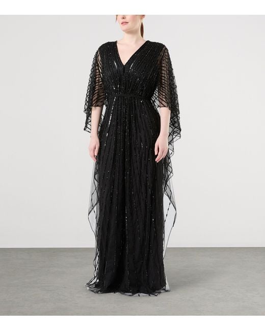 Marina Rinaldi Black X Tony Ward Embellished Maxi Dress And Cape