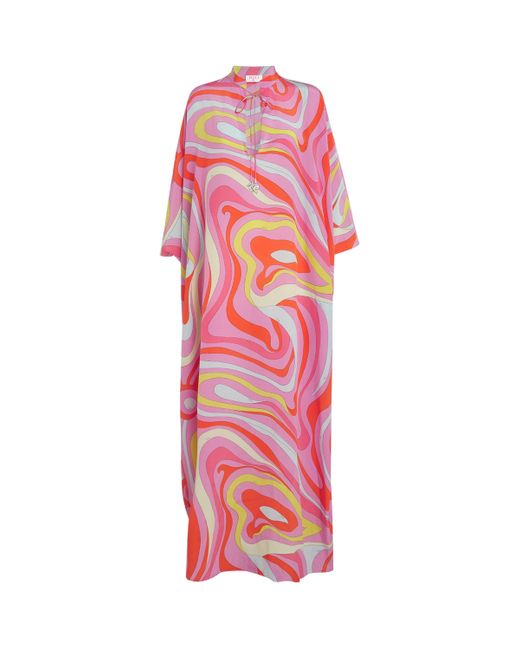 Emilio Pucci Pink Silk Printed Kaftan