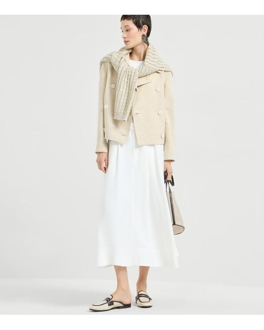 Brunello Cucinelli Natural Linen-Blend Pea Coat