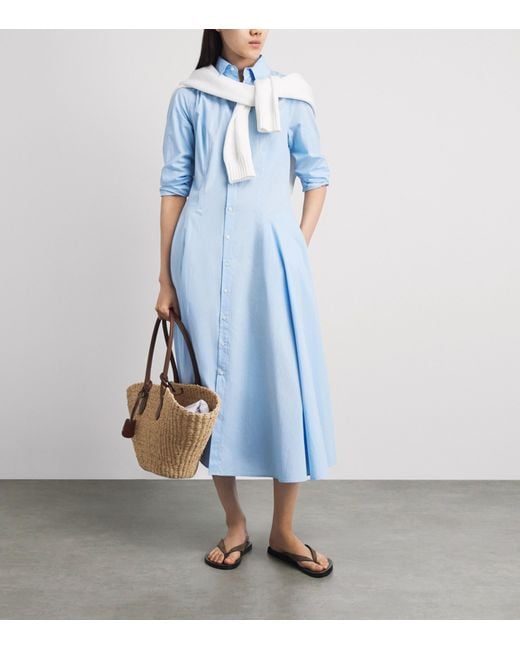Polo Ralph Lauren Blue Cotton Panelled Midi Dress
