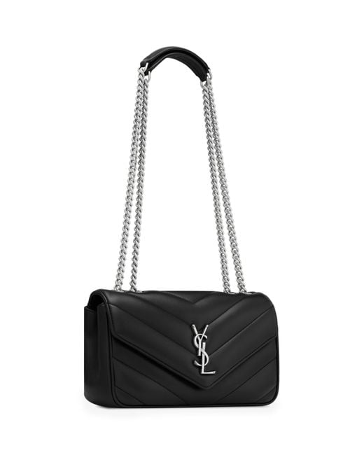 Saint Laurent Black Small Matelassé Loulou Shoulder Bag