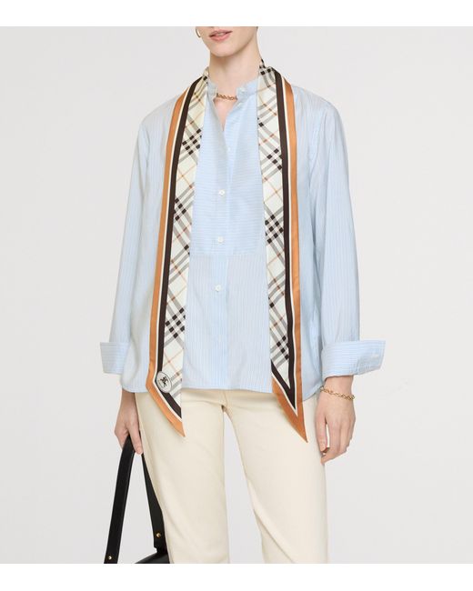 Burberry Metallic Silk Check Skinny Scarf