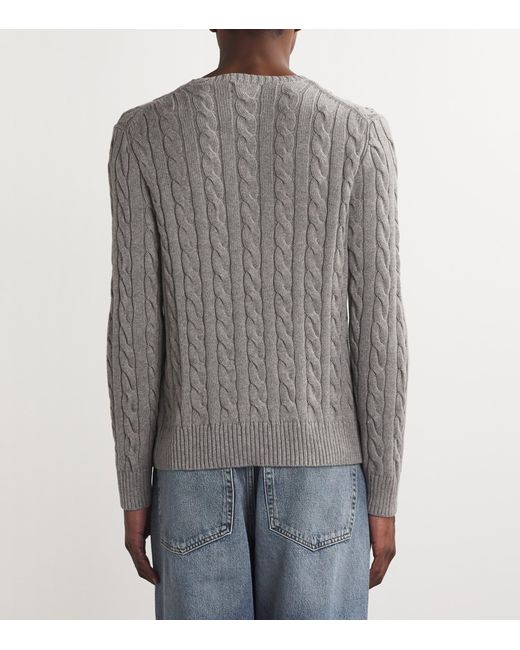 Polo Ralph Lauren Gray Cable-Knit Polo Logo Sweater for men