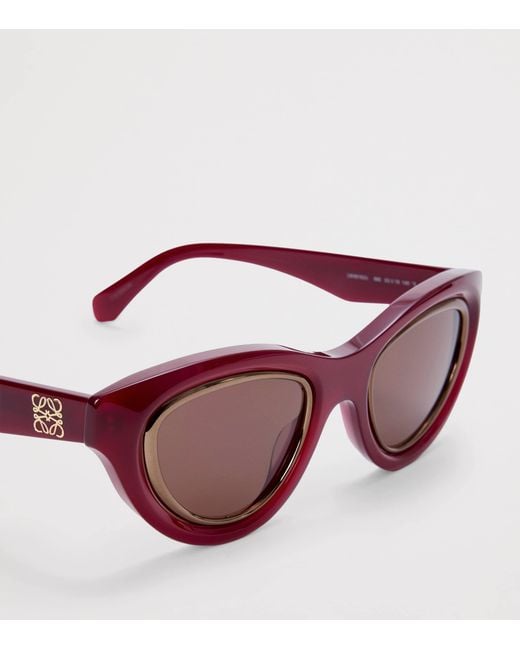 Loewe Purple Acetate Mini Anagram Cat-Eye Sunglasses