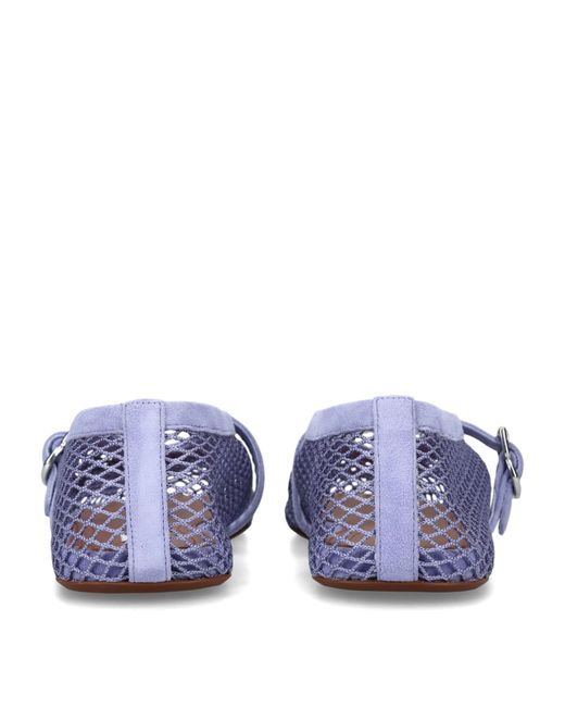 Alaïa Blue Suede Mesh Ballet Flats