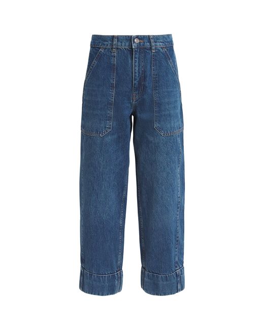 ME+EM Blue Cropped Straight Jeans