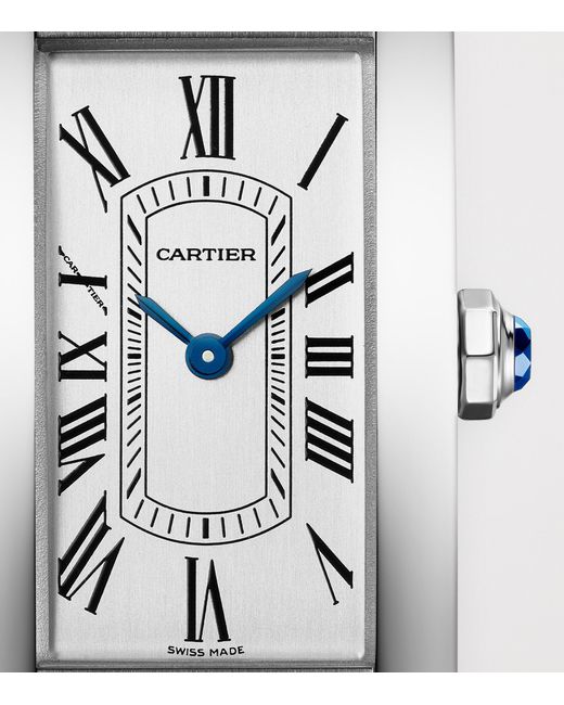Cartier Blue Small Stainless Steel Tank Américaine Watch