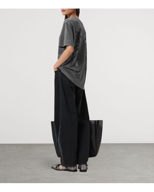 AllSaints Gray Organic Cotton Wings T-Shirt