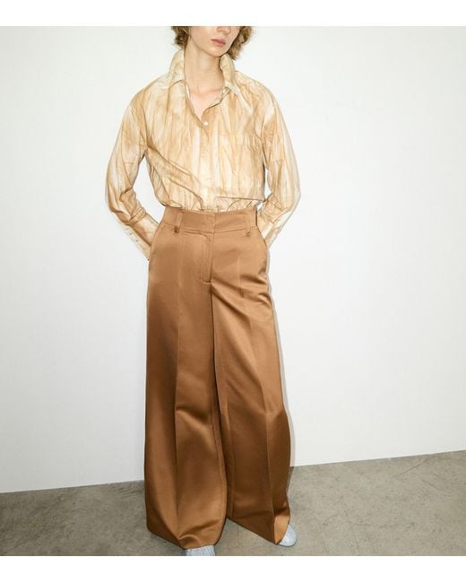 MAX&Co. Natural Satin Wide-Leg Trousers