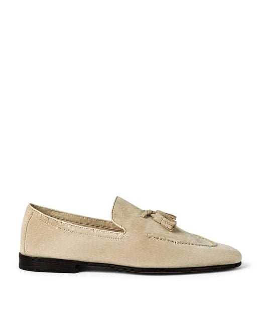 Brunello Cucinelli Natural Suede Tassel Loafers