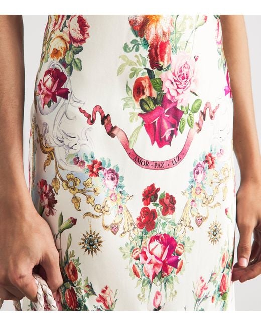 Camilla White Silk Printed Slip Dress